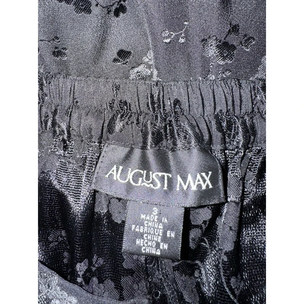 August Max Silk Blend Black Woman's Pants‎ 3X 3 Floral Jacquard Trousers - Picture 4 of 6